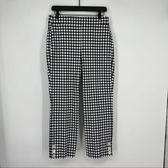 Re-Imagined By J. CREW Multi Striped Plaid Button Leg Capri Straight Leg Pants - Picture 1 of 15